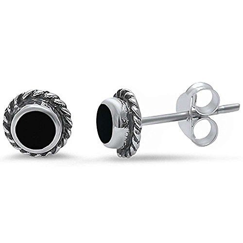 Evilo CLOSEOUT! Black Onyx Stud.925 Sterling Silver Earring