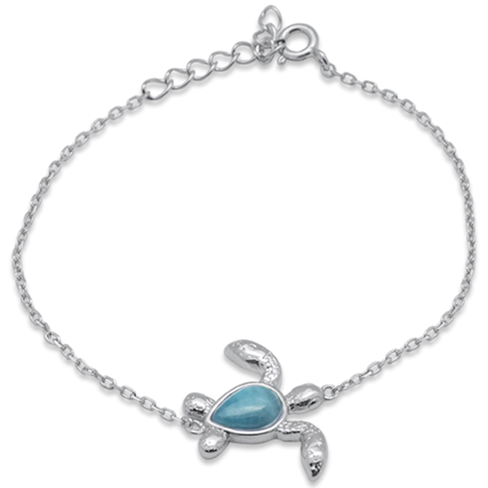 Evilo Turtle Natural Larimar .925 Sterling Silver Bracelet