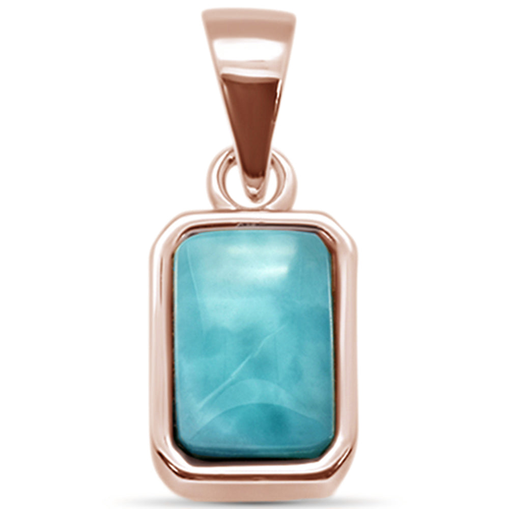 Evilo Rose Gold Plated Natural Larimar .925 Sterling Silver Pendant