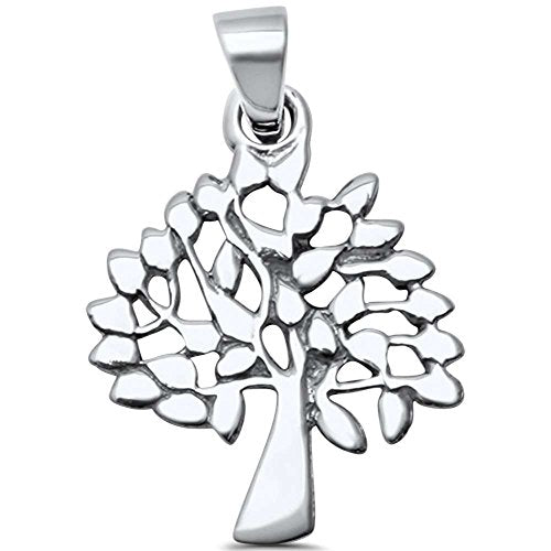 Evilo CLOSEOUT! Sterling Silver Plain Tree of Life Family Tree Charm Pendant