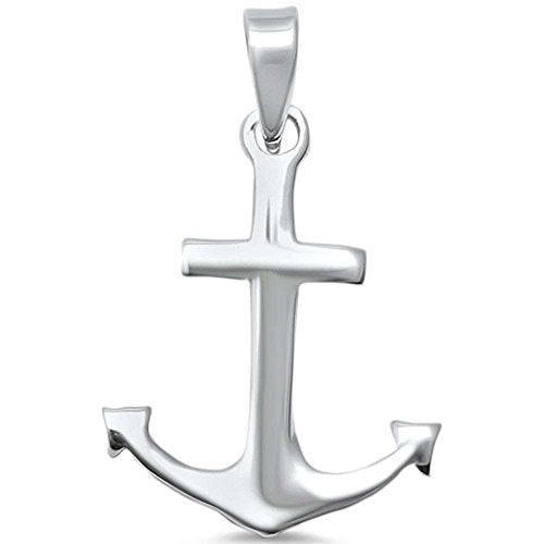 <span>CLOSEOUT! </span> Sterling Silver Plain Anchor Charm Pendant