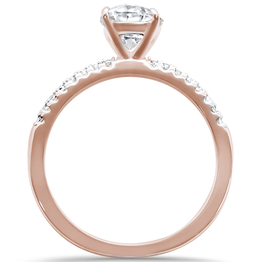 Evilo 2.00ct 9x7mm Rose Gold Plated Oval & Round Cubic Zirconia .925 Sterling Silver Solitaire Engagement Ring Sizes 4-9