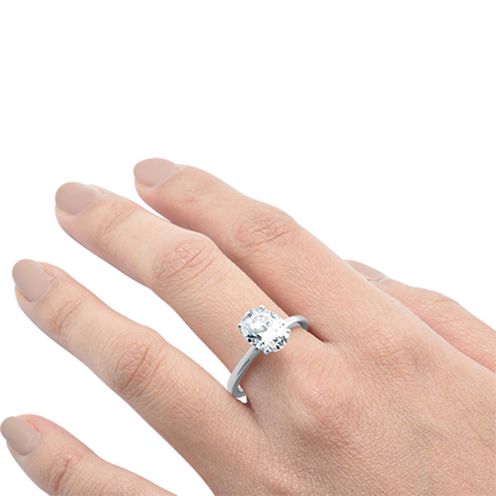 <span>CLOSEOUT! </span>3.00ct 10x8mm Oval Cubic Zirconia .925 Sterling Silver Solitaire Engagement Ring Sizes 4-9