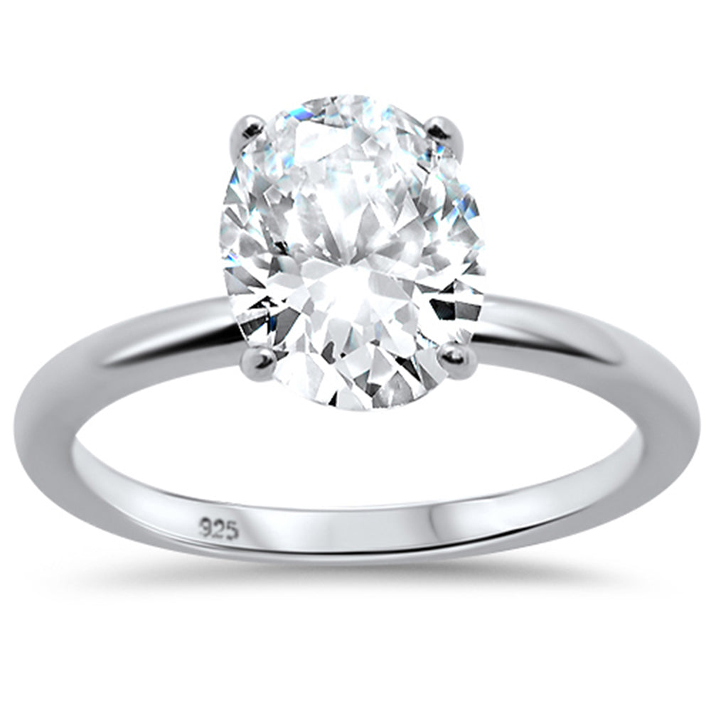 Evilo CLOSEOUT! 3.00ct 10x8mm Oval Cubic Zirconia .925 Sterling Silver Solitaire Engagement Ring Sizes 4-9