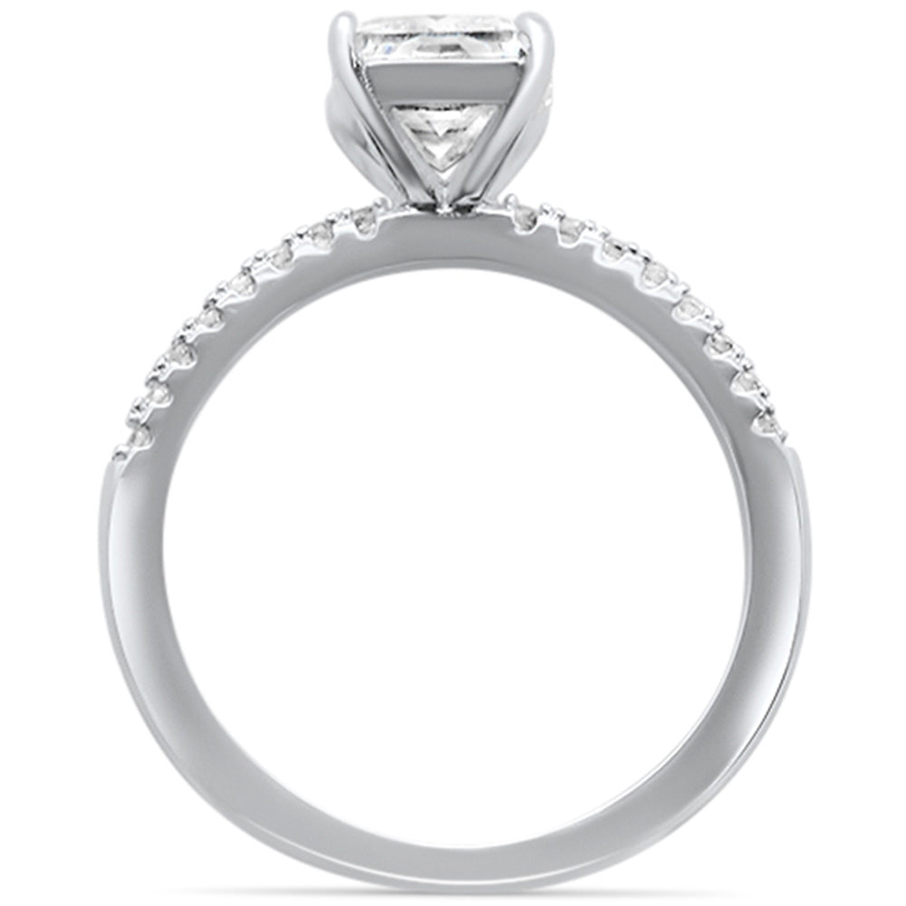Evilo 2.50ct 9x7mm Radiant Cut & Round Cubic Zirconia .925 Sterling Silver Solitaire Engagement Ring Sizes 4-10