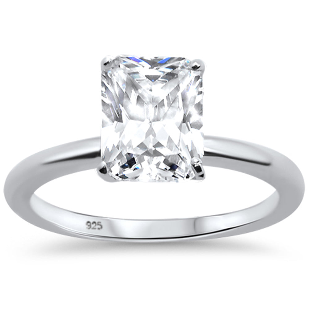 Evilo CLOSEOUT! 2.50ct 9x7mm Radiant Cut Cubic Zirconia .925 Sterling Silver Solitaire Engagement Ring