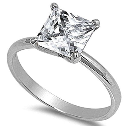 <span>CLOSEOUT!</span> 3CT Princess Cut Fashion Engagement .925 Sterling Silver Ring