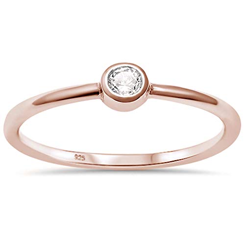 Evilo CLOSEOUT!  Rose Gold Plated CZ Bezel Engagement Ring