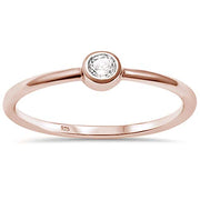 Evilo CLOSEOUT!  Rose Gold Plated CZ Bezel Engagement Ring