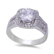 Evilo CLOSEOUT! Round Cz .925 Sterling Silver Halo Ring