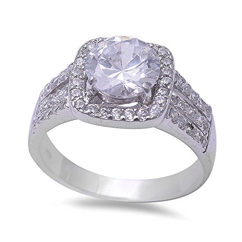 <span>CLOSEOUT! </span>Round Cz .925 Sterling Silver Halo Ring
