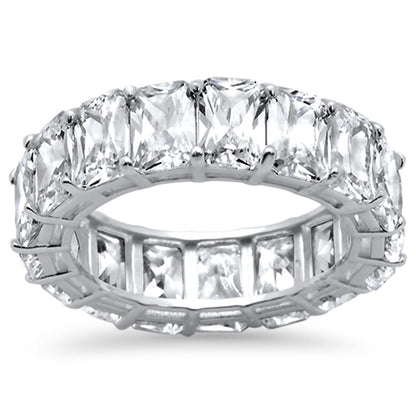 Radiant Cut Cubic Zirconia .925 Sterling Silver Eternity Band Ring Sizes 5-8