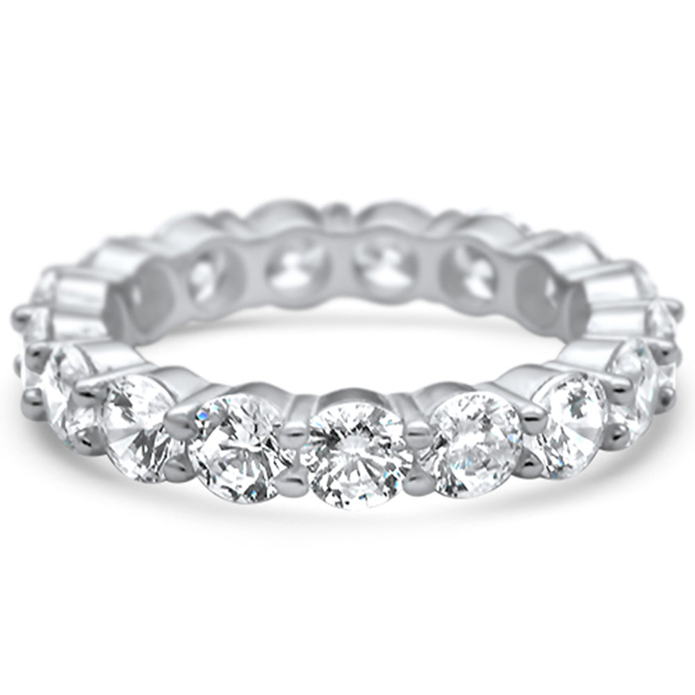 Evilo CLOSEOUT! Round Cubic Zirconia .925 Sterling Silver Eternity Band Ring Sizes 5-10