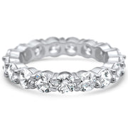Evilo CLOSEOUT! Round Cubic Zirconia .925 Sterling Silver Eternity Band Ring Sizes 5-10