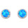 Halo Blue Opal & Cubic Zirconia .925 Sterling Silver Earrings