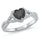 <span>CLOSEOUT! </span>Heart with Black Cubic Zirconia .925 Sterling Silver Ring