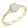 Yellow Gold Plated Oval White Opal & Round Cz .925 Sterling Silver Ring