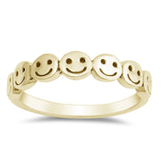 Evilo CLOSEOUT! Yellow Gold Plated Smiley Faces .925 Sterling Silver Ring