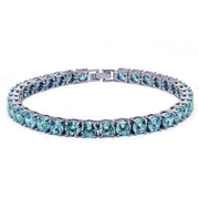 Evilo 4.5MM Round 14.5CT Blue Topaz .925 Sterling Silver Bracelet 7.25"