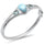 Pear Shaped Natural Larimar, Aquamarine & CZ .925 Sterling Silver Bangle Bracelet