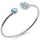 Round Shaped & Sand Dollar Plumeria Natural Larimar & CZ .925 Sterling Silver Cuff Bracelet