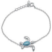 Evilo Turtle Natural Larimar .925 Sterling Silver Bracelet