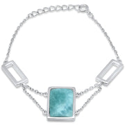 Evilo CLOSEOUT! Rectangle Natural Larimar .925 Sterling Silver Bracelet 5.5" + 1" Adjustable