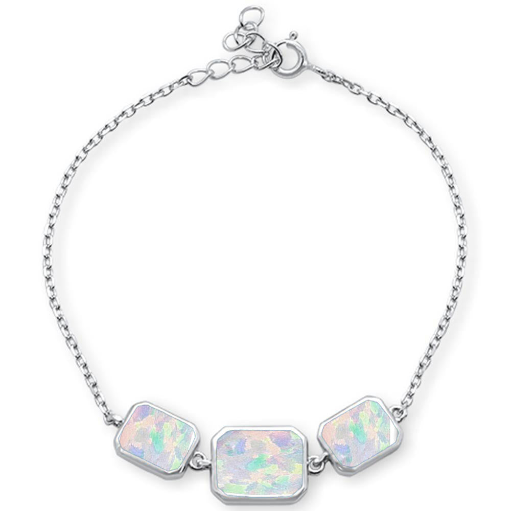 Evilo White Opal .925 Sterling Silver Bracelet 6"+1" Ext