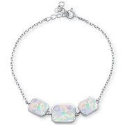 Evilo White Opal .925 Sterling Silver Bracelet 6"+1" Ext