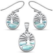 Evilo Lighthouse Natural Larimar .925 Sterling Silver Earring & Pendant Set