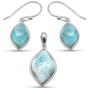 Evilo Marquee Natural Larimar .925 Sterling Silver Earring & Pendant Set