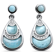 Evilo Natural Larimar & CZ .925 Sterling Silver Earring