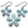 Natural Larimar Flower .925 Sterling Silver Pendant & Earring Set