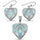 Heart Shaped Natural Larimar & CZ .925 Sterling Silver Earring & Pendant Set
