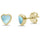 Yellow Gold Plated Heart shape Natural Larimar Stud .925 Sterling Silver Earrings