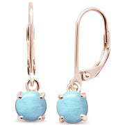 Evilo Rose Gold Plated Larimar Lever Back .925 Sterling Silver Earrings