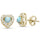 Yellow Gold Plated Natural Larimar Heart .925 Sterling Silver Earrings