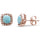 Rose Gold Plated Natural Larimar Cushion Shape .925 Sterling Silver Earrings