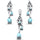 Pear Shape Natural Larimar Dangling .925 Sterling Silver Pendant & Earrings Set