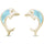 Yellow Gold Plated Natural Larimar Dolphin .925 Sterling Silver Earrings