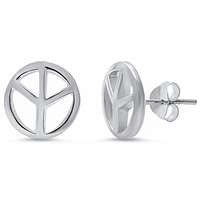 Evilo CLOSEOUT! Peace Sign .925 Sterling Silver Earrings