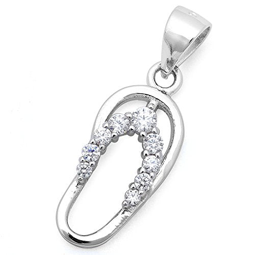 <span>CLOSEOUT! </span> Cubic Zirconia Beach Sandal .925 Sterling Silver Pendant