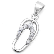 Evilo CLOSEOUT!  Cubic Zirconia Beach Sandal .925 Sterling Silver Pendant