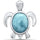 Oval Shaped Natural Larimar Turtle .925 Sterling Silver Pendant