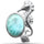 Oval Shaped Natural Larimar Seahorse & Aquamarine CZ .925 Steling Silver Pendant