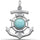 Round Shaped Natural Larimar Anchor .925 Sterling Silver Pendant