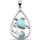 Pear Shape Turtle Natural Larimar .925 Sterling Silver Pendant