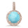 Rose Gold Plated Natural Larimar Halo Style .925 Sterling Silver Pendant
