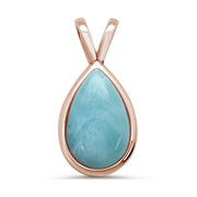 Evilo CLOSEOUT! Rose Gold Plated Pear Shaped Natural Larimar .925 Sterling Silver Pendant