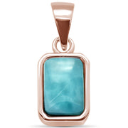 Evilo Rose Gold Plated Natural Larimar .925 Sterling Silver Pendant
